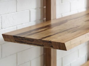 Greenington's Modern and Sustainable Magnolia Solid Bamboo Shelf in Caramelized Finish with Exotic Tiger Accent