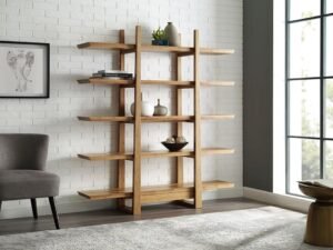 Greenington's Modern and Sustainable Magnolia Solid Bamboo Shelf in Caramelized Finish with Exotic Tiger Accent