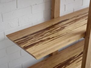 Greenington's Modern and Sustainable Magnolia Solid Bamboo Shelf in Caramelized Finish with Exotic Tiger Accent