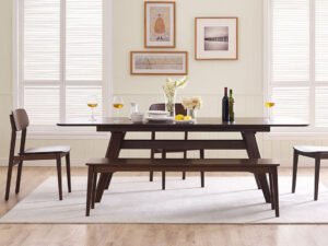Greenington's Modern and Sustainable Currant Solid Bamboo Extension Dining Table in Black Walnut Finish