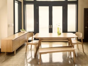 Greenington's Modern and Sustainable Currant Solid Bamboo Extension Dining Table in Caramelized Finish