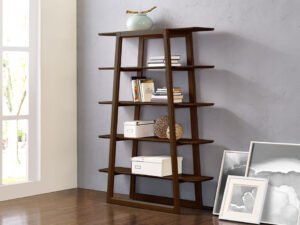 Greenington's Modern and Sustainable Currant Solid Bamboo Shelf Bookshelf in Black Walnut Finish