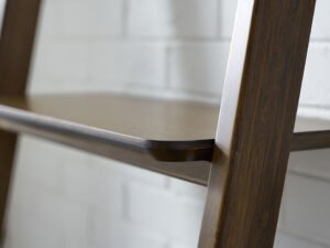 Greenington's Modern and Sustainable Currant Solid Bamboo Leaning Shelf Bookshelf in Black Walnut Finish