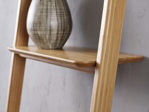 Greenington's Modern and Sustainable Currant Solid Bamboo Leaning Shelf Bookshelf in Caramelized Finish