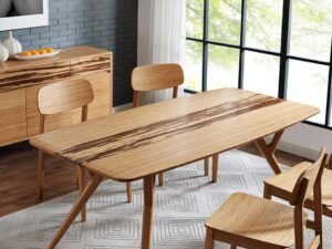 Greenington's Modern and Sustainable Azara Solid Bamboo Dining Table in Caramelized Finish with Exotic Tiger Accent