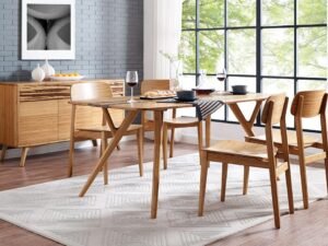 Greenington's Modern and Sustainable Azara Solid Bamboo Dining Table in Caramelized Finish with Exotic Tiger Accent