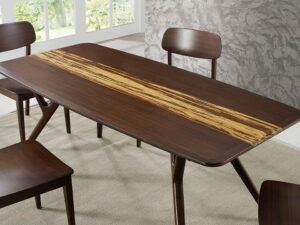 Greenington's Modern and Sustainable Azara Solid Bamboo Dining Table in Sable Finish with Exotic Tiger Accent