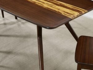 Greenington's Modern and Sustainable Azara Solid Bamboo Dining Table in Sable Finish with Exotic Tiger Accent