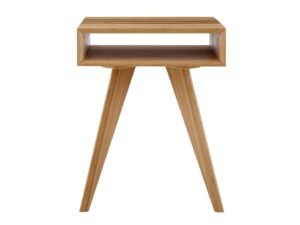 Greenington's Modern and Sustainable Azara Solid Bamboo Occasional End Table in Caramelized Finish with Exotic Tiger Accent
