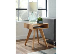 Greenington's Modern and Sustainable Azara Solid Bamboo Occasional End Table in Caramelized Finish with Exotic Tiger Accent