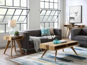 Greenington's Modern and Sustainable Azara Solid Bamboo Occasional End Table in Caramelized Finish with Exotic Tiger Accent