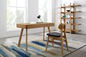 Greenington's Modern and Sustainable Cassia Solid Bamboo Dining Chair with Leather Seat in Caramelized Finish