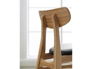 Greenington's Modern and Sustainable Cassia Solid Bamboo Dining Chair with Leather Seat in Caramelized Finish