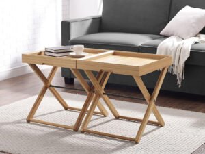 Greenington's Modern and Sustainable Teline Solid Bamboo Occasional Folding Tray Table in Caramelized Finish